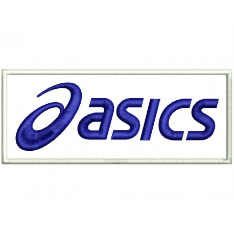 Parche Bordado ASICS (Bordado AZUL MARINO / Fondo BLANCO)