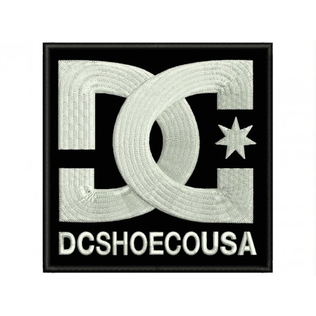 Parche Bordado DC SHOES (Bordado BLANCO / Fondo NEGRO)