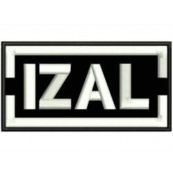 Parche Bordado IZAL (Bordado BLANCO / Fondo NEGRO)