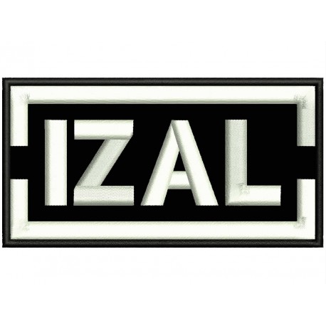 Parche Bordado IZAL (Bordado BLANCO / Fondo NEGRO)