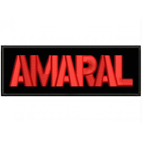 Parche Bordado AMARAL (Bordado ROJO / Fondo NEGRO)