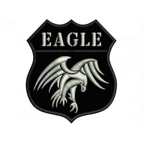 Parche Bordado ESCUDO AGUILA (Bordado PLATA / Fondo NEGRO)