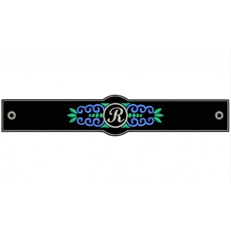 PULSERA BORDADA Personalizable con Inicial (Fondo NEGRO)