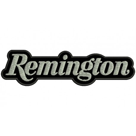 Parche Bordado REMINGTON (Bordado PLATA / Fondo NEGRO)