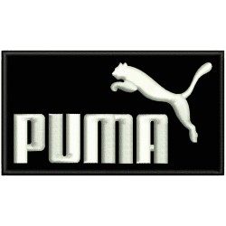 Parche Bordado PUMA (Bordado BLANCO / Fondo NEGRO)
