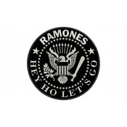 Parche Bordado RAMONES (Bordado BLANCO / Fondo NEGRO)