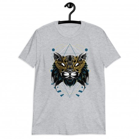 Camiseta Impresa Diseño "Lince Dorado" (Gris Claro)