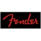 Parche Bordado FENDER (Bordado ROJO / Fondo NEGRO)