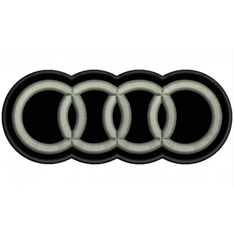 Parche Bordado AUDI (Bordado GRIS METAL / Fondo NEGRO)
