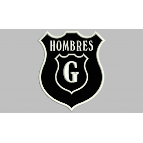 Parche Bordado HOMBRES G (Bordado BLANCO / Fondo NEGRO)