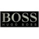 Parche Bordado HUGO BOSS (Bordado GRIS METAL / Fondo NEGRO)