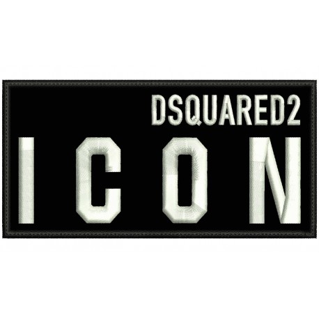 Parche Bordado DSQUARED2 ICON (Bordado BLANCO / Fondo NEGRO)