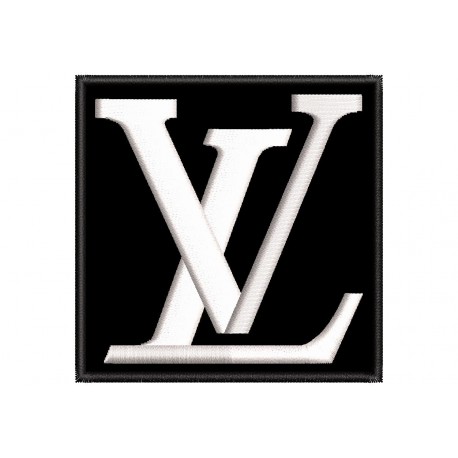 Parche Bordado LOUIS VUITTON (Bordado BLANCO / Fondo NEGRO)