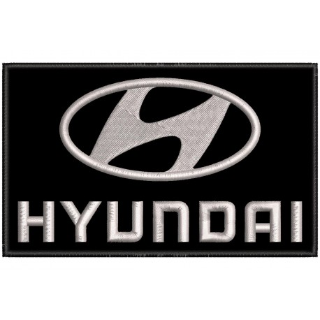Parche Bordado HYUNDAI (Bordado PLATA / Fondo NEGRO)