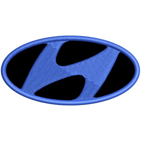Parche Bordado HYUNDAI (Bordado AZUL METALICO / Fondo NEGRO)