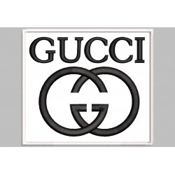 Parche Bordado GUCCI (Bordado NEGRO / Fondo BLANCO)