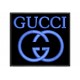 Parche Bordado GUCCI (Bordado AZUL METALICO / Fondo NEGRO)