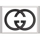 Parche Bordado GUCCI (Bordado NEGRO / Fondo BLANCO)