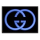 Parche Bordado GUCCI (Bordado AZUL METALICO / Fondo NEGRO)