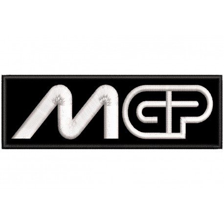 Parche Bordado MOTO GP (Bordado BLANCO / Fondo NEGRO)