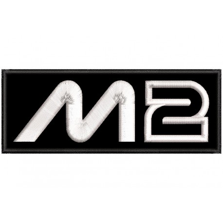 Parche Bordado MOTO2 (Bordado BLANCO / Fondo NEGRO)