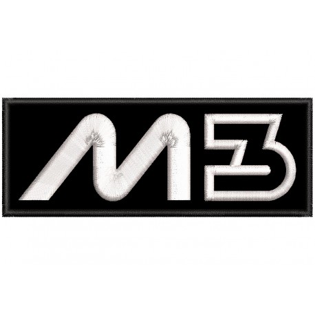 Parche Bordado MOTO3 (Bordado BLANCO / Fondo NEGRO)