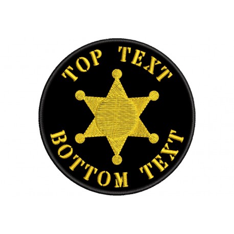 Parche Bordado Personalizable ESTRELLA SHERIFF (Bordado ORO / Fondo NEGRO)