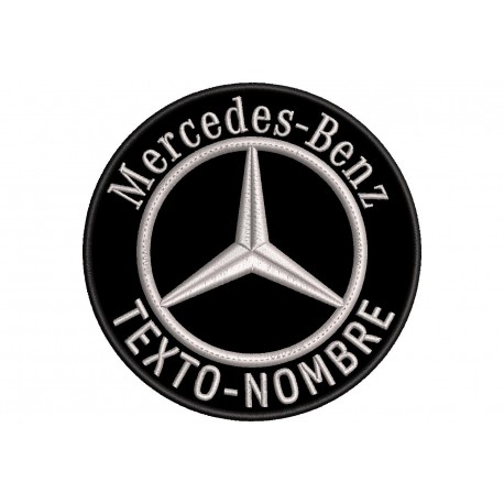 Parche Bordado MERCEDES-BENZ (Bordado PLATA / Fondo NEGRO)