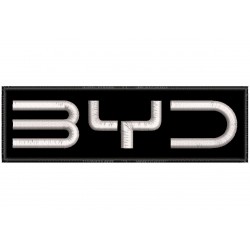 Parche Bordado BYD (Bordado PLATA / Fondo NEGRO)