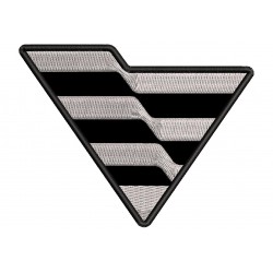 Parche Bordado VOGE (Logo) (Bordado PLATA / Fondo NEGRO)