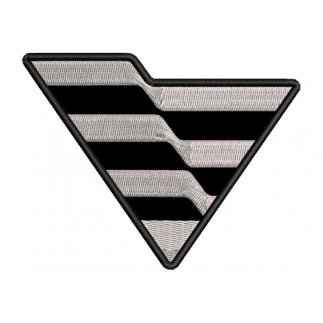 Parche Bordado VOGE (Logo) (Bordado PLATA / Fondo NEGRO)