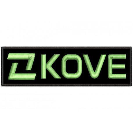 Parche Bordado KOVE (Horizontal) (Bordado VERDE FLUOR / Fondo NEGRO)
