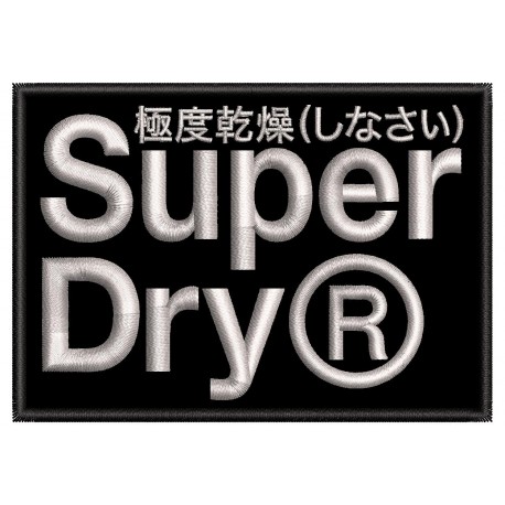 Parche Bordado SUPERDRY (Bordado PLATA / Fondo NEGRO)