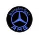 Parche Bordado MERCEDES-BENZ AMG (Bordado AZUL METALICO / Fondo NEGRO)